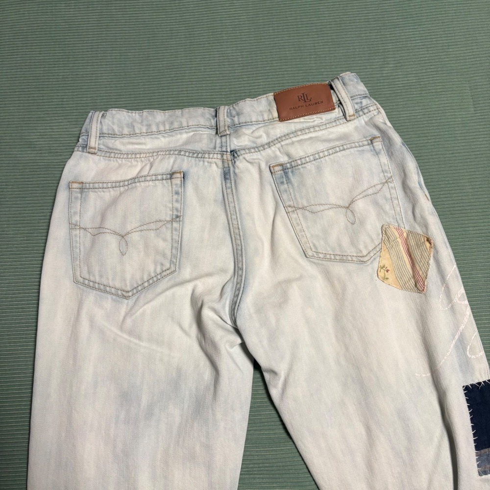 Lauren‎ Ralph Lauren Patchwork Lace Embroidered Light Wash Jeans Womens 0 - Picture 6 of 11